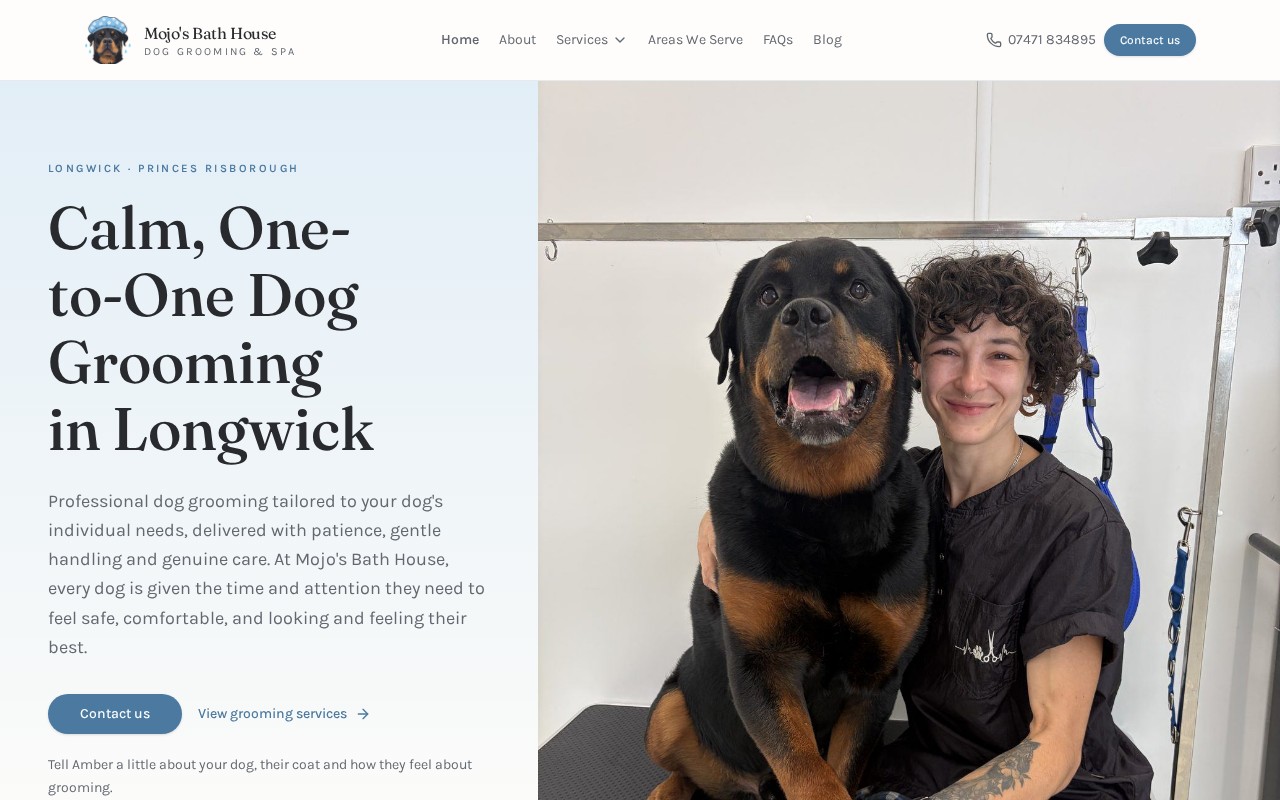 Mojo's Bath House website screenshot
